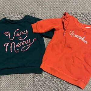 Baby Girl Holiday Sweatshirts (Christmas + Thanksgiving) | Size 3M